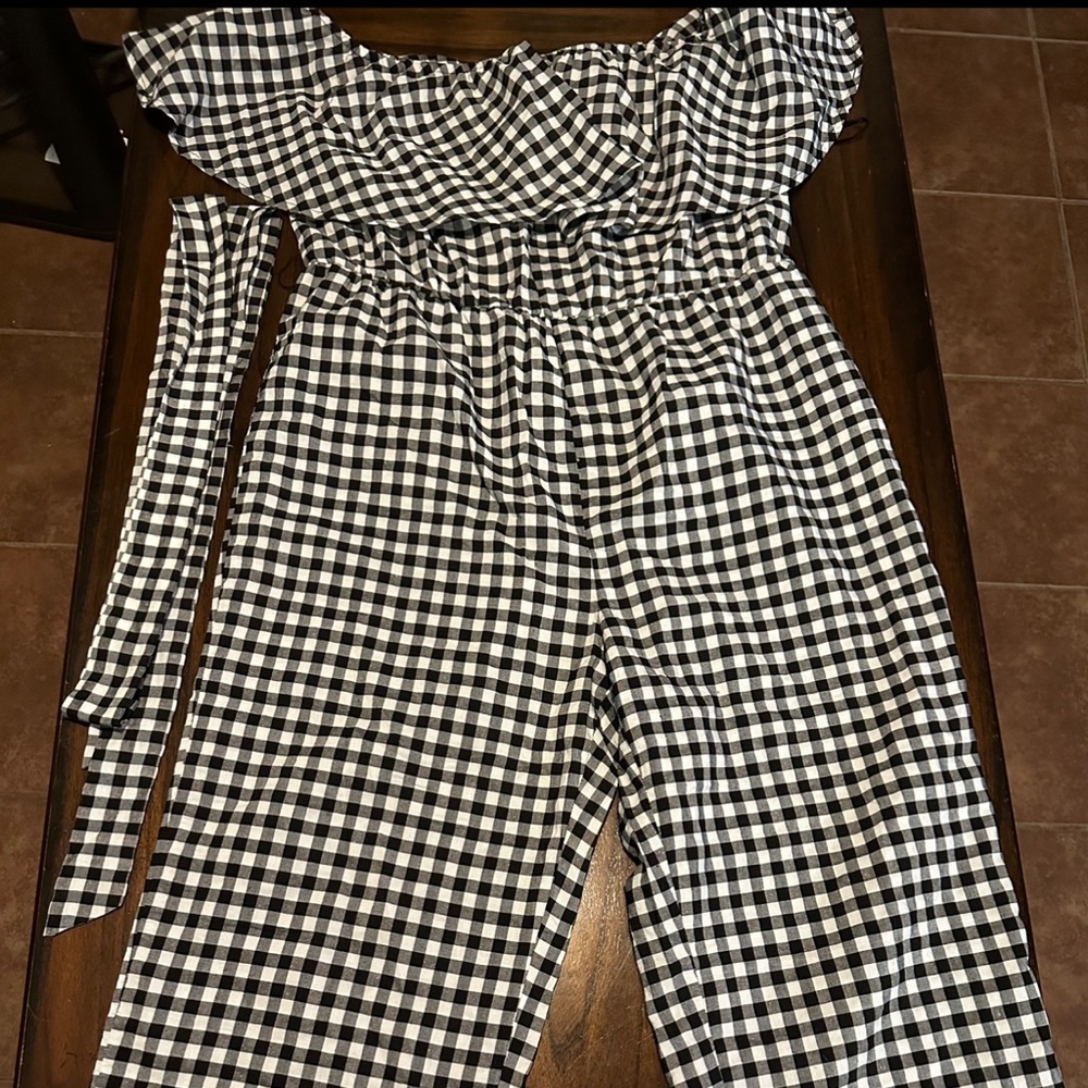 Plus off shoulder belted jumpsuit